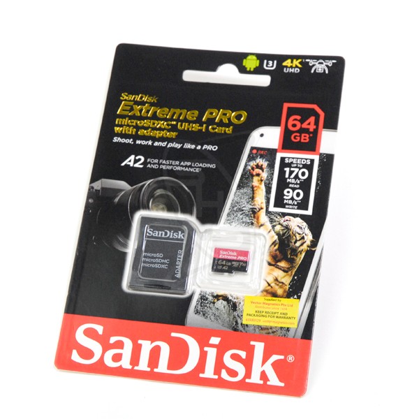 SANDISK Extreme Pro MicroSD UHS-I Card - 64GB W:90MB/s, Read: 170MB/S